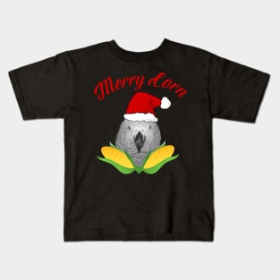 African Grey Parrot Holiday Christmas Santa Kids T-Shirt